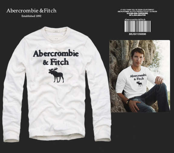 Abercrombie Fitch Hombres De Cuello Redondo Con Gente Fotos Largo Remera AF6123